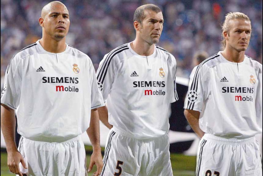 Ronaldo, Zidane e Beckham na época dos galáticos